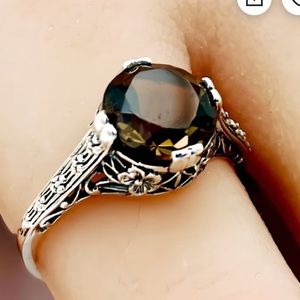 Vintage Estate Natural Smoky Quartz Solitaire